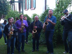 Klaus Korber (2nd from right) and friends